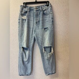 Pacsun Los Angeles Women size‎ 27 mom jeans distressed light wash blue